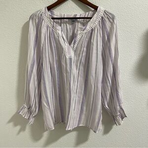 Floral & Ivy Striped Purple and White Women's Top